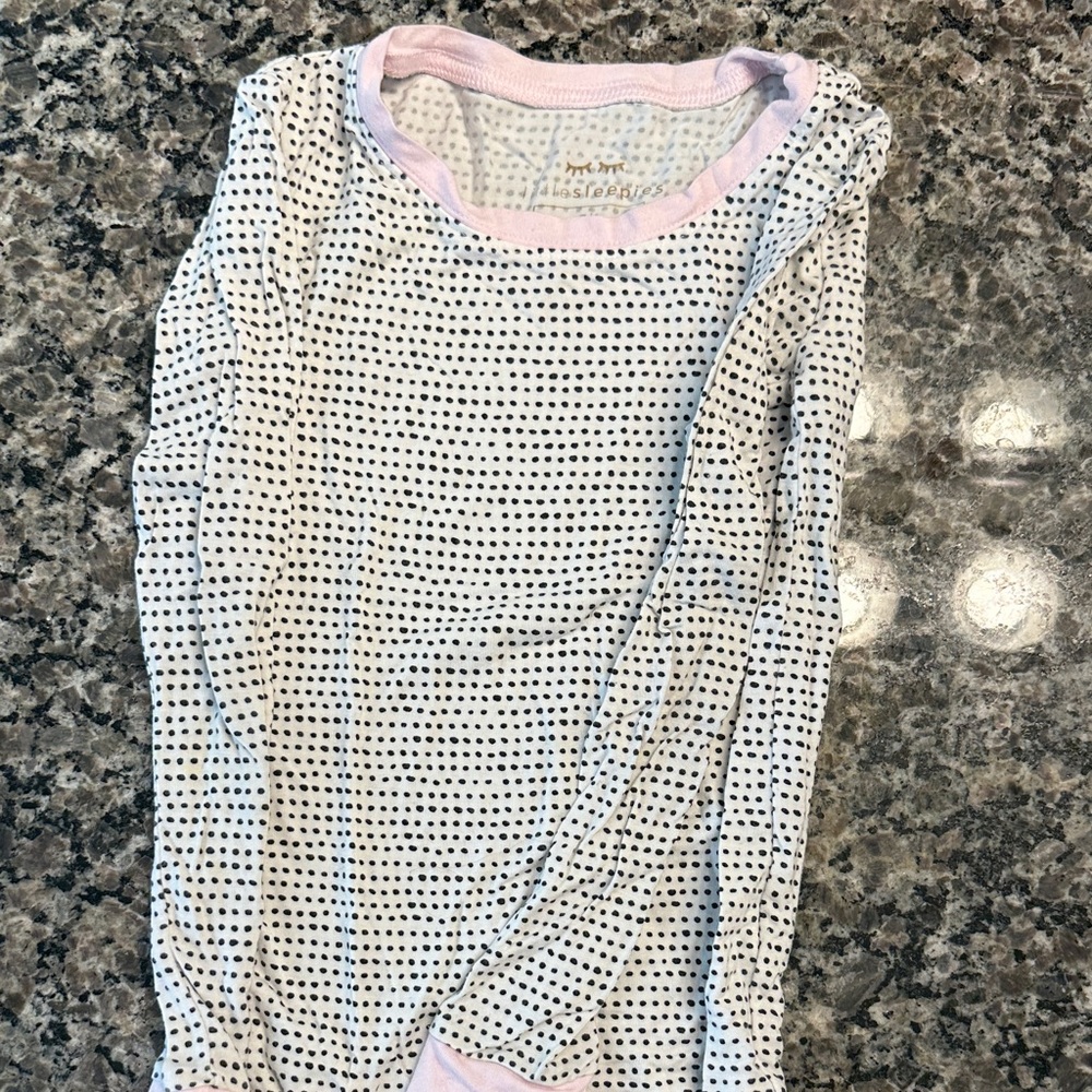 Little Sleepies Gray and White Polka Dot Top